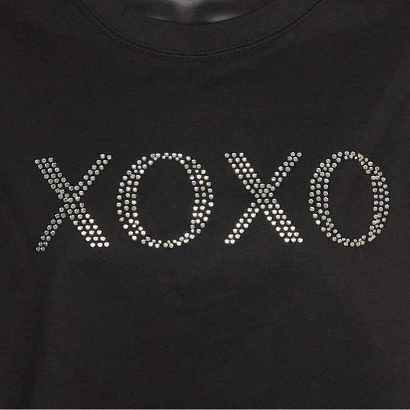 MEDIUM BLACK CROPPED STUDDED SWEATSHIRT LONG SLEEVE COMFORTABLE - Picture 3 of 9